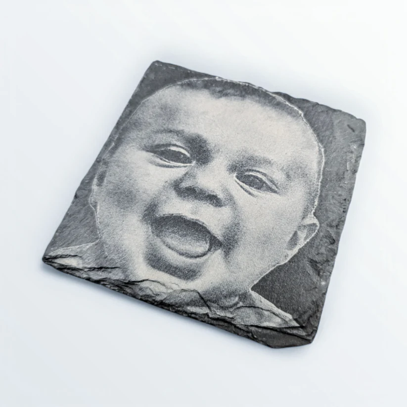 custom laser engraved slate coaster photo image